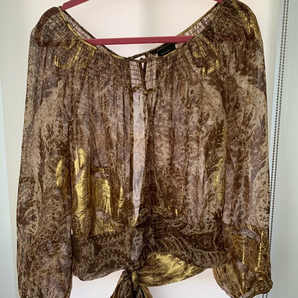 BCBGMAXAZRIA See through silk top